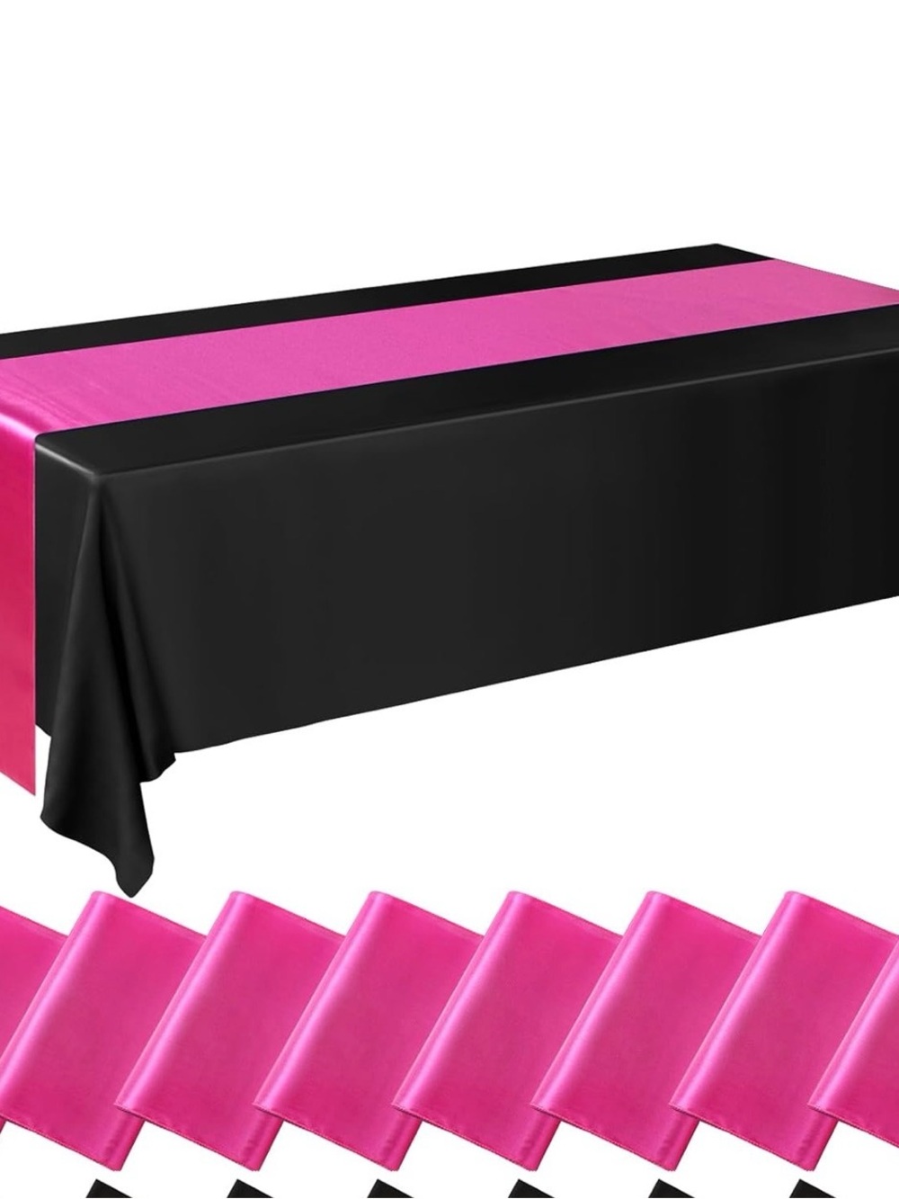 8 Hot Pink Satin Runner Table Runners- 54x108 in